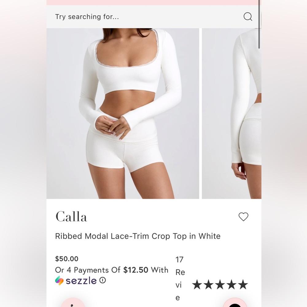 Calla Ribbed Modal Lace-Trim Crop Top in White